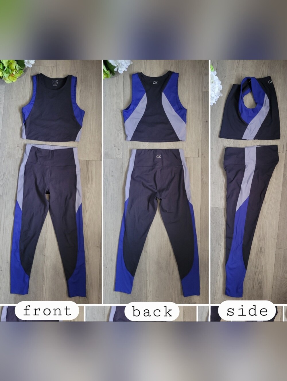Calvin Klein Performance Embrace Colorblock Crop Tank & 7/8 Legging Set, Small